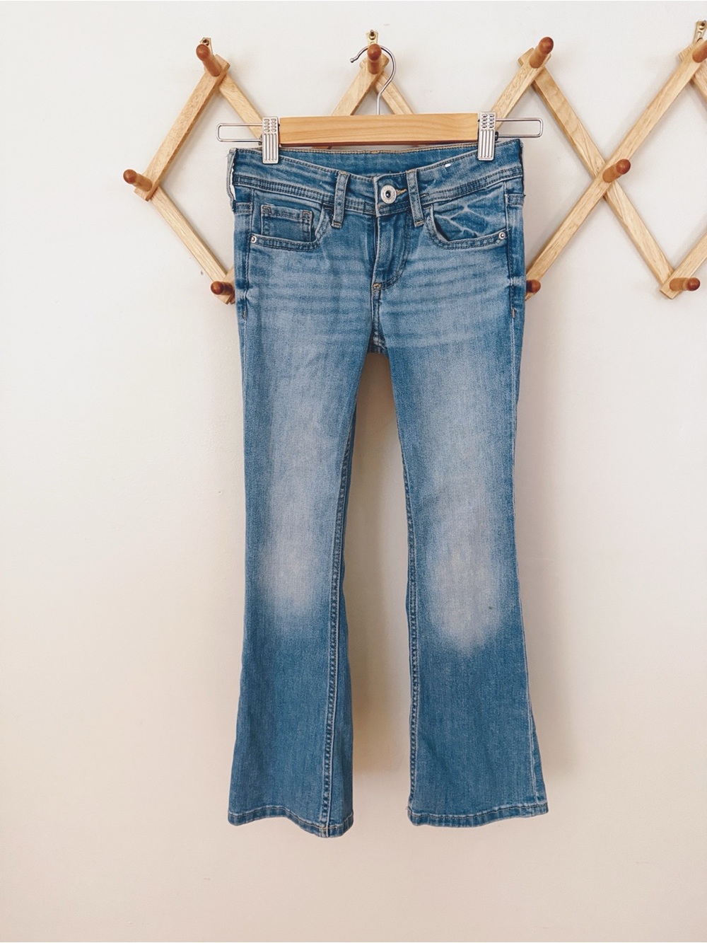 H&M Girls 8 Y2K Low Waist Flare Jeans Light Wash Adjustable Waist